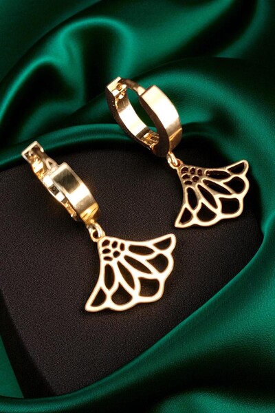 Serenita Mare Kadın Çelik Altın Kaplama Halka Klipsli Melek Kanatlı Tasarım M...