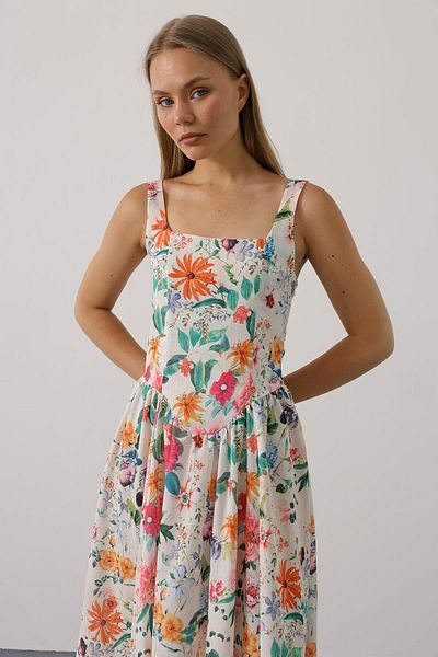 Le Savu Shilsee Women's Flower Printed Strap Colorful Dress