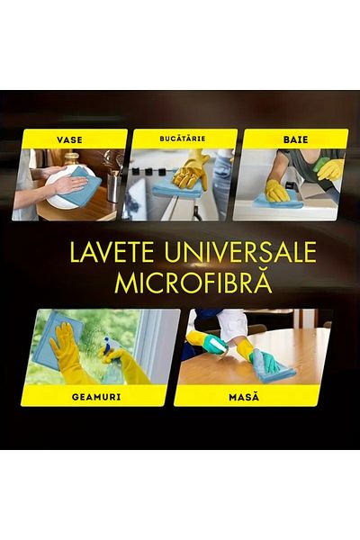 LYOBEST 5x Universal Microfiber Cloths, scratch-free and streak-free cleaning, Multi-surface, 40x40cm, Blue