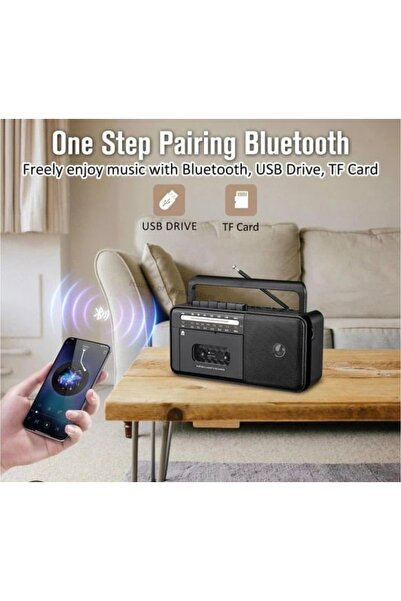 ErginGroup Taşınabilir Müzik Seti Kaset Çalar FM Radyo USB MP3 Player Bluetoo...
