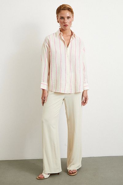 Never more Striped Modal Shirt Pink