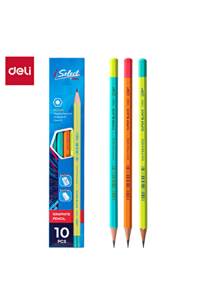 Deli قلم رصاص جرافيت EC060 HB، علبة من 3 قطع، قلب أسود فائق - مثالي للكتابة والرسم