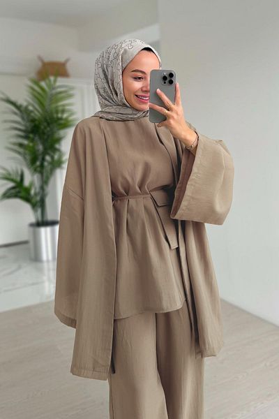 Ka Hijab Triple Set with Bag - Brown