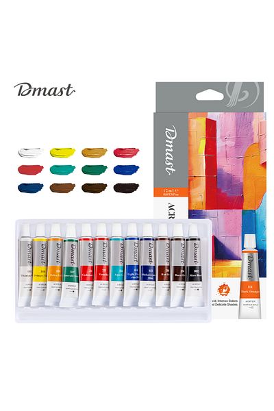 Deli EC331-12 Acrylic Paint Set 12ml×12 – ideal for canvas, wood, and creative projects