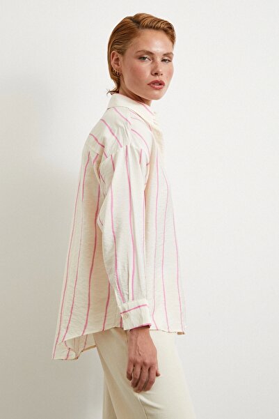 Never more Striped Modal Shirt Pink