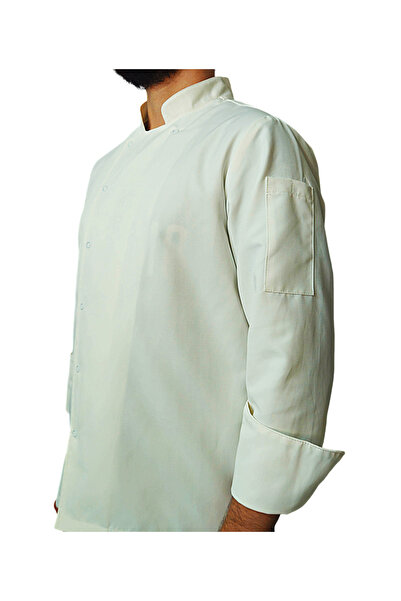 Ant Rotagrup Üniforma ve İş Elbiseleri Унисекс кухненско яке с дълъг ръкав, цвят екрю, закопчаване с тик-так