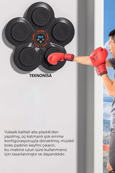 teknonisa Boks Eğitim Makinesi Müzikli Duvar Boks Padi enç Yetişkin Boks Egze...