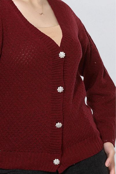 Fox Life Kids Women's Stoned Button Detailed Honeycomb Knitted Cardigan Flt1015