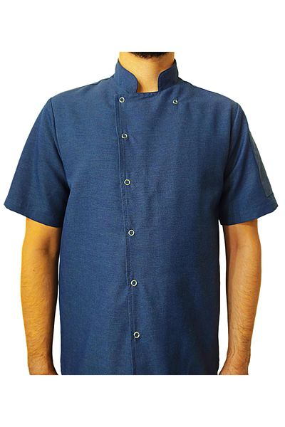 Ant Rotagrup Üniforma ve İş Elbiseleri Cook Jacket Denim Color Unisex Snap Fastener Short Sleeve Summer Chef Cook Kitchen Jacket