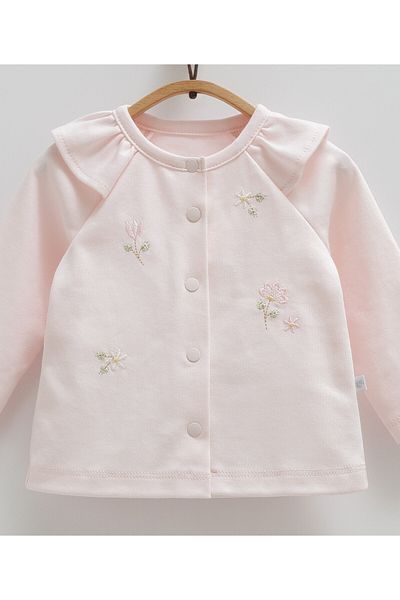 Caramell Baby Girl Set 100% Cotton with Flower Details (with Slippers between 1-6 Months, Without Slippers between 6-12 Months)