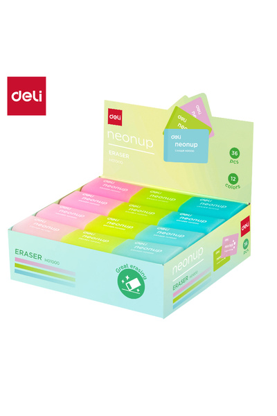 Deli ممحاة نيون أب EH01000، 39×27×12 مم، 36 قطعة - مثالية للاستخدام في المدرس...