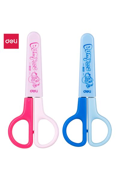 Deli مقص أمان Deli E6021 مقاس 120 مم بطرف غير حاد - مثالي للاستخدام المدرسي (متنوع)