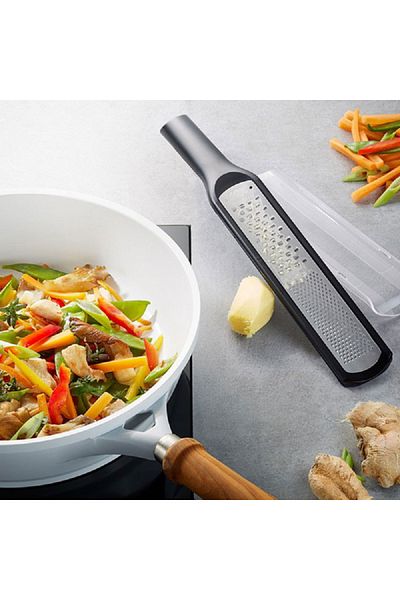 GEFU Rafino Non Slip Base Fine Coarse Grater Silver and Black