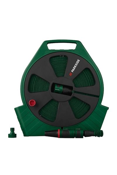 PARKSIDE Flexible Garden Hose, Easy and Compact, Complete Connection Set, ParkSide Flat, Cassette Type, 20 M,