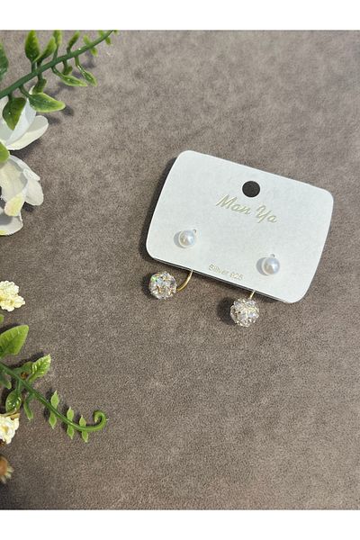 BEREN KILIÇ Gold Pearl Stone Steel Earrings