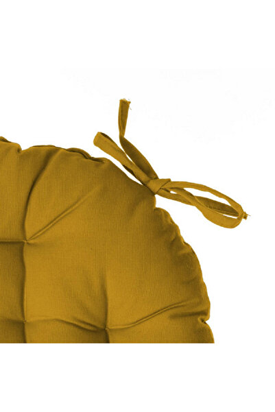 Atmosphera Premium Quality Cotton Round Chair Pad Ochre 38 x 38cm