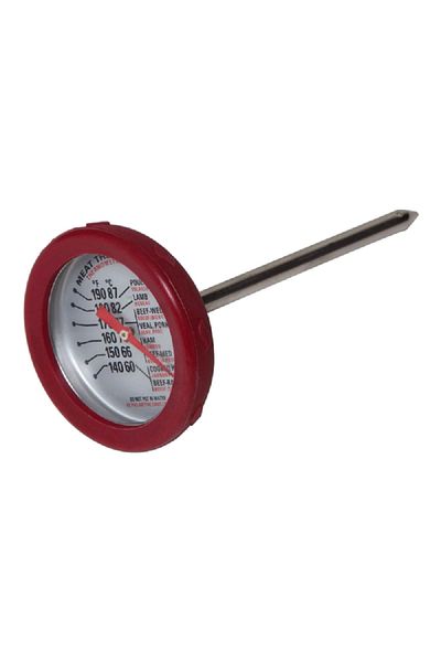 Grill Mark Durable High Quality Stainless Steel Analog Meat Thermometer Silver and Red