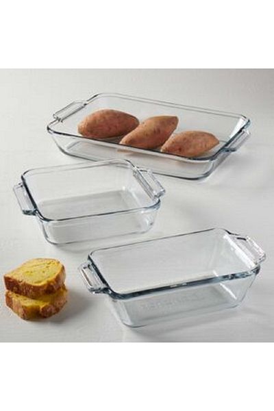 Anchor 3-Piece Oven Basics Dishwasher and Microwave Safe Roaster Set Clear