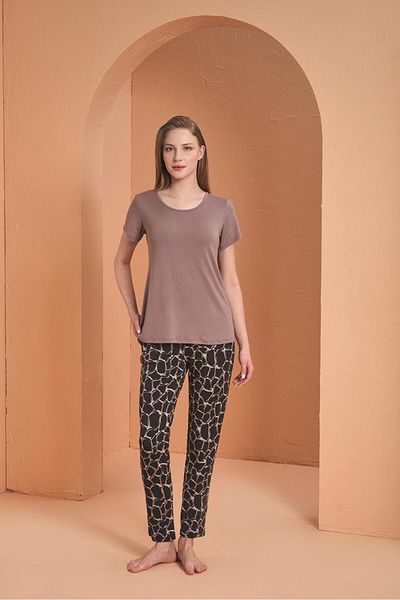 PJS Γυναικείο Σετ Πιτζάμες Καφέ 27124