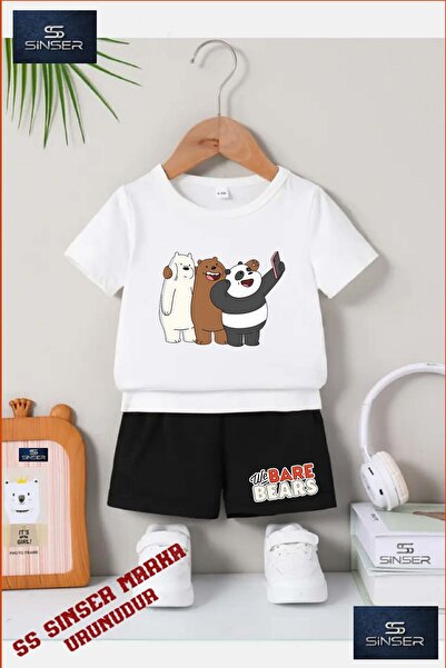 SS SİNSER Children's Unisex “Pandas 3 Selfie“ Custom Printed Crew Neck T-Shir...
