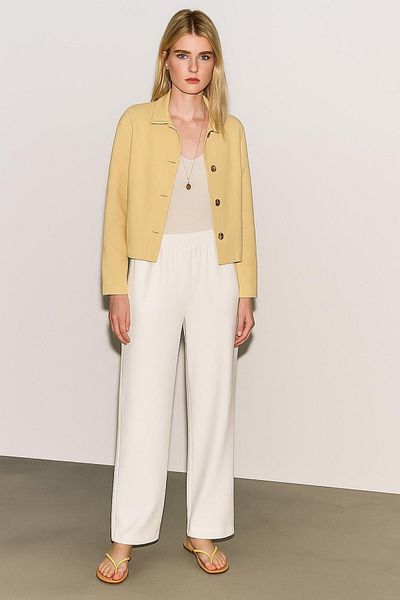 HAKKE Wide Trousers with Elastic Waist and Linen Look