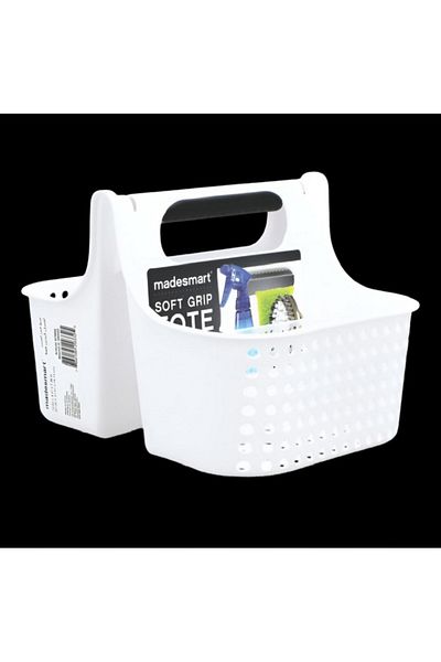 Madesmart Small Soft Grip Kitchen Sponge Tote with Drainage Holes White
