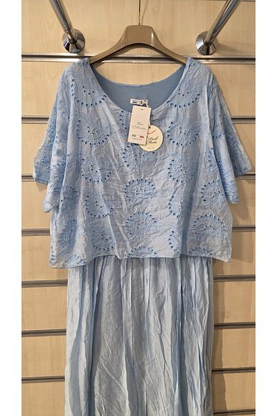 Park Moda Rochie italiană în straturi de mătase și amestec de bumbac