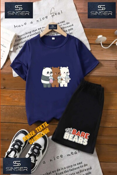 SS SİNSER Children's Unisex “Pandas 3Drink“ Special Printed Crew Neck T-Shirt...