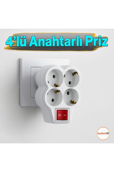 Badem10 4-Piece White Group Socket Goliath Button Plug Wireless On/Off Switched Grounded Multi Coupler