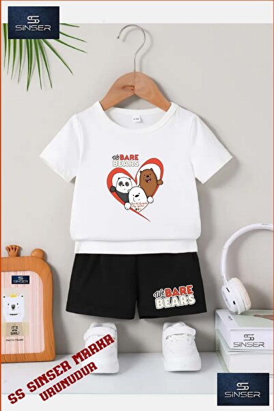 SS SİNSER Παιδικό UNISEX μπλουζάκι με στάμπα "PANDAS IN A HEART OF 3" με λαιμ...