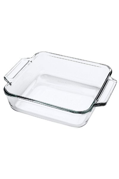 Anchor Essentials Dishwasher and Microwave Safe Square Glass Cake Dish Clear