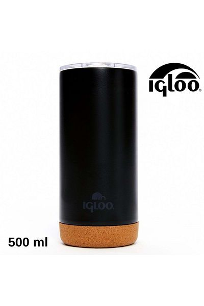 IGLOO Cork Mug 500ml Thermos Mug Cup Flask Black