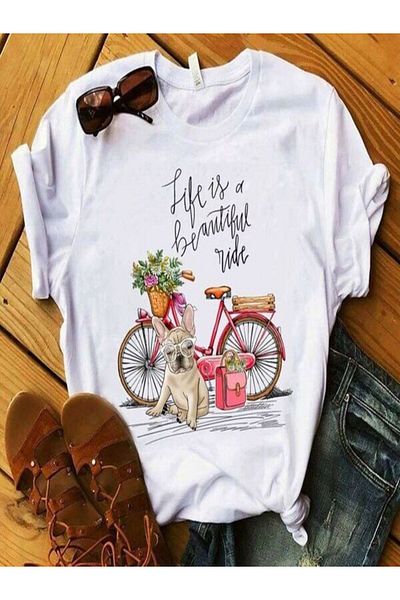 Oasis Women's Oversize Cycling Printed Crew Neck T-Shirt