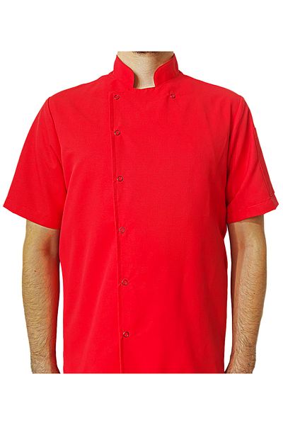Ant Rotagrup Üniforma ve İş Elbiseleri Chef Jacket Red Color Unisex Snap Fastener Short Sleeve Summer Chef Cook Kitchen Jacket