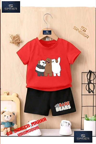 SS SİNSER تي شيرت للأطفال للجنسين "PANDAS 3LU STANDING SIRITAN" مطبوع حسب الط...