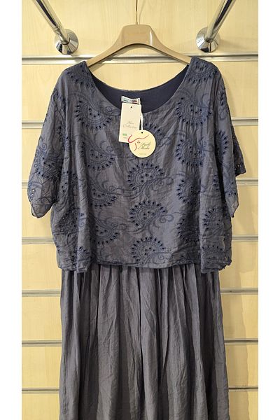 Park Moda Rochie italiană în straturi de mătase și amestec de bumbac