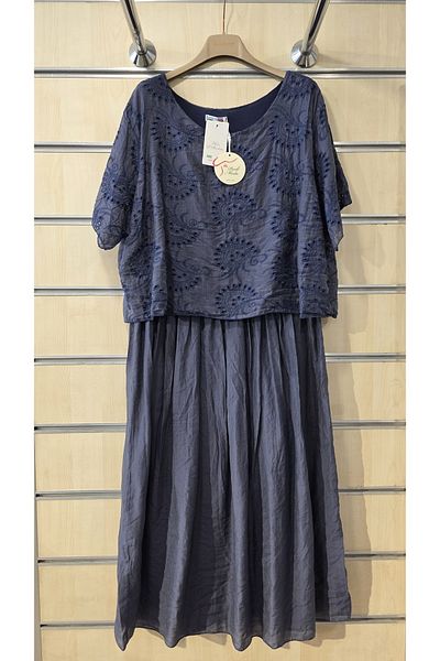 Park Moda Rochie italiană în straturi de mătase și amestec de bumbac