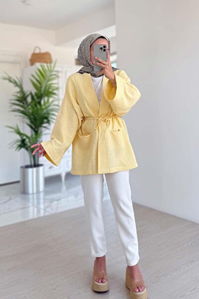 Ka Hijab Muslin Kimono - Yellow