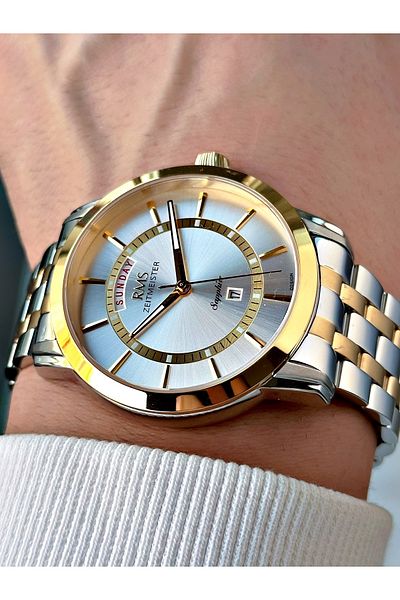 Romanson Silver-Gold Color Sapphire Glass Men Wristwatch with Function 24 Months Guarantee 1631.06Mr