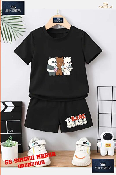 SS SİNSER Children's Unisex “Pandas 3Drink“ Special Printed Crew Neck T-Shirt...