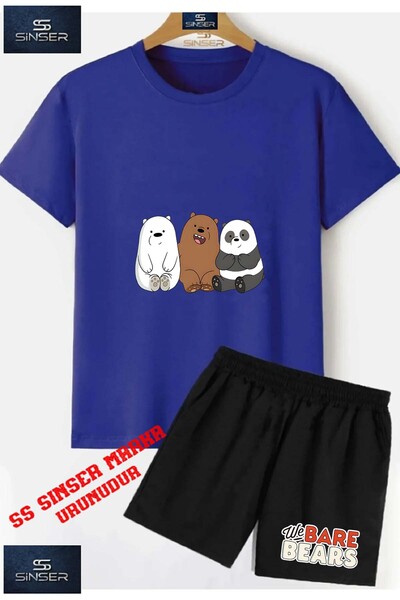 SS SİNSER Tricou cu gât rotund cu imprimeu special „PANDAS 3 LU LU YAN YAN” U...