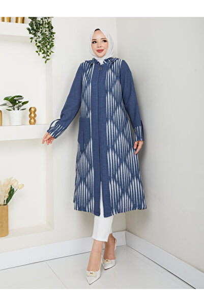 BELLİNA Kadın Keten Dokuma Mavi Kap