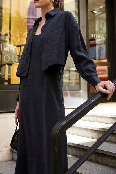Suzi Black Color Hanger Dress Shirt Double Set 51153