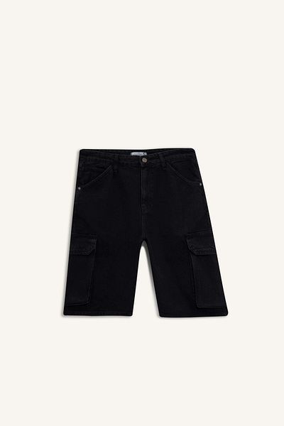 DeFacto 100% Cotton Cargo Fit Jean Bermuda Shorts E1380Ax25Sm