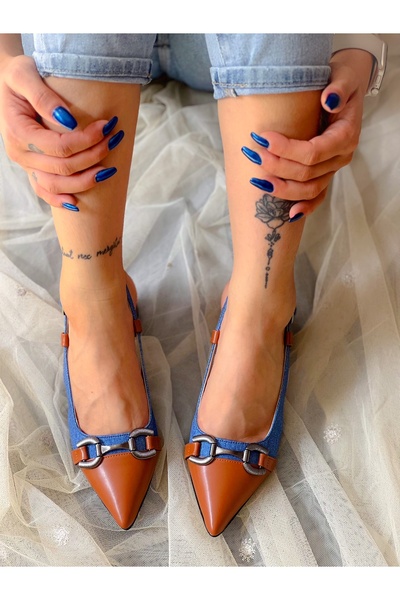 BERFONA Martin Jeans Taba Buckle 5 cm Heel Sandals
