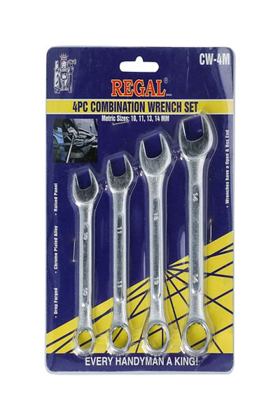 Regal Tools 4-Piece Drop Forged Chrome Plated Alloy Combination Wrench Set