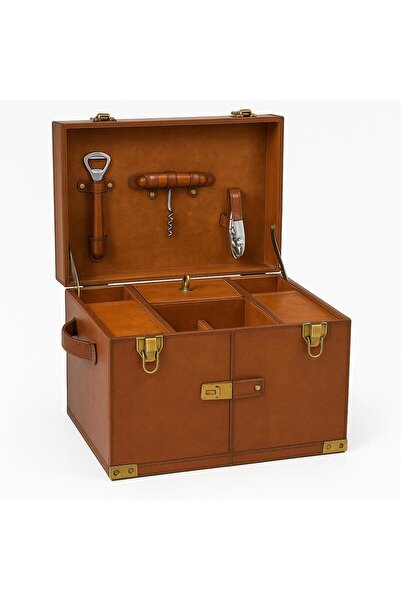 LAMEDORE Maşalı Taba Rengı Derı Mini Bar