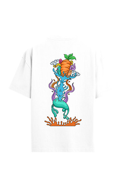 Colermi تي شيرت كبير الحجم مطبوع عليه جزء خلفي بتصميم الجزر والرسوم المتحركة