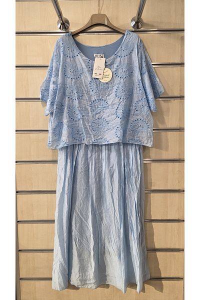 Park Moda Rochie italiană în straturi de mătase și amestec de bumbac