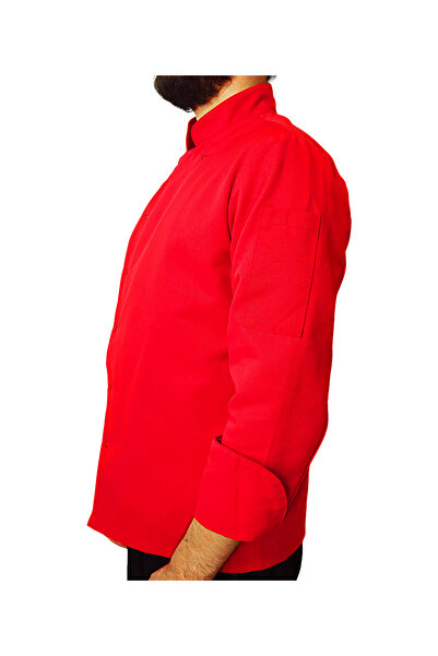 Ant Rotagrup Üniforma ve İş Elbiseleri Jachetă de bucătar Culoare roșie Unisex cu mânecă lungă cu închidere cu capse Jachetă de bucătar de bucătar